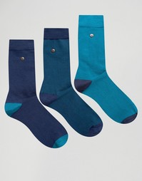 3 пары носков из хлопка и модала с геометрическим принтом Feraud - Темно-синий