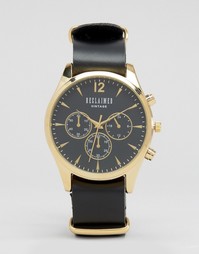 Часы-хронограф с черным кожаным ремешком Reclaimed Vintage - Черный