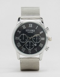 Reclaimed Vintage Chronograph Mesh Strap Watch In Silver - Серебряный