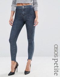 Джеггинсы с завышенной талией и ступенчатыми краями ASOS PETITE - Синий