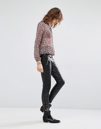 Кожаные брюки со шнуровкой Maison Scotch - Черный