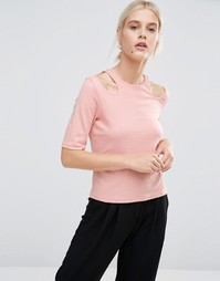 Топ с вырезами на плечах Monki - Бежевый