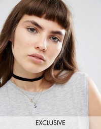 Ожерелье-чокер с полумесяцем Reclaimed Vintage - Золотой