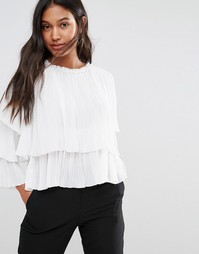 Плиссированный топ с оборками Boohoo - Белый
