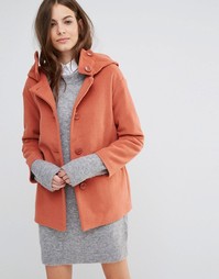 Пальто на пуговицах с капюшоном Sisley - Розовый