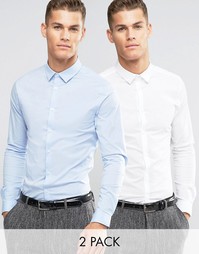 2 рубашки скинни с длинными рукавами ASOS - СКИДКА 15 - Мульти