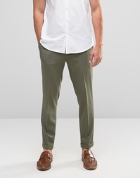 Укороченные зауженные строгие брюки цвета хаки ASOS - Зеленый