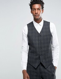 Темно-серый жилет слим в черную клетку ASOS - Серый