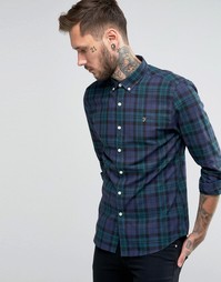 Синяя фланелевая рубашка слим с принтом тартан Farah - Синий