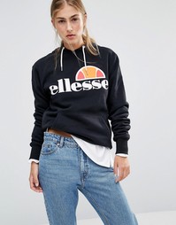 Oversize-пуловер с капюшоном и логотипом спереди Ellesse - Черный