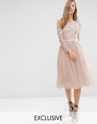 Needle &amp; Thread Embellished Butterfly Midi Dress - Розовый