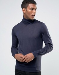 Полушерстяной джемпер с отворачивающимся воротником Hugo By Hugo Boss - Темно-синий