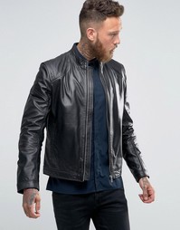 Кожаная байкерская куртка Hugo By Hugo Boss - Черный