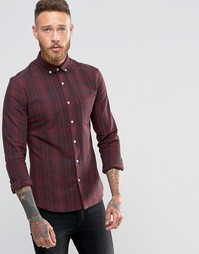 Бордовая рубашка скинни в клетку с длинными рукавами ASOS - Коричневый