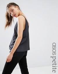 Майка с V-образным вырезом спереди и сзади ASOS PETITE - Черный