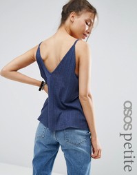 Майка с V-образным вырезом спереди и сзади ASOS PETITE - Темно-синий