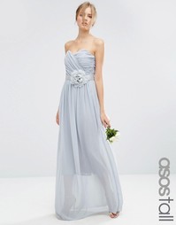 Шифоновое длинное платье-бандо ASOS TALL WEDDING - Серый