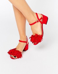 Босоножки с бахромой на блочном каблуке средней высоты Truffle - Красный