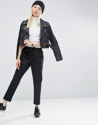 Джоггеры из искусственной кожи с завязкой ASOS - Черный