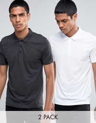 Комплект из 2 трикотажных футболок-поло (белая/серая) ASOS - СКИДКА 15 - Мульти