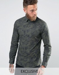 Рубашка зауженного кроя со сплошным принтом Noose and Monkey - Зеленый