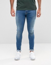 Синие джинсы с напылением Hoxton Denim - Синий