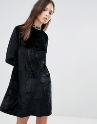 Вельветовое приталенное платье Brave Soul - Черный