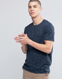 Футболка с принтом на кармане Selected Homme - Синий