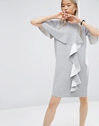 Платье с оборкой ASOS WHITE - Серый