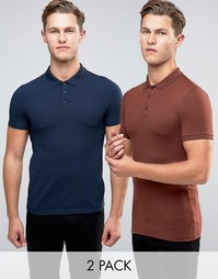 2 облегающих футболки‑поло ASOS - Мульти