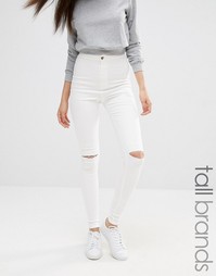 Белые джинсы скинни с завышенной талией и прорехами Missguided Tall Vice - Белый