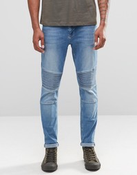 Светлые супероблегающие джинсы в байкерском стиле ASOS - Синий