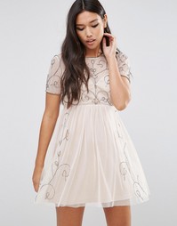 Короткое приталенное платье с отделкой Boohoo Boutique - Рыжий