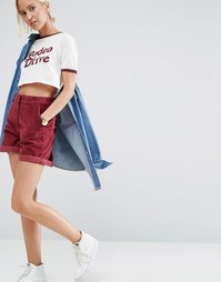 Бордовые вельветовые шорты ASOS - Красный