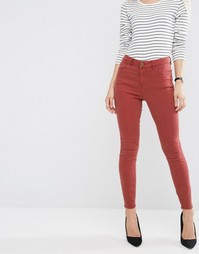 Красно-бурые зауженные джинсы с завышенной талией ASOS Ridley - Красный