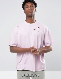 Окрашенная рваная oversize‑футболка Reclaimed Vintage - Розовый