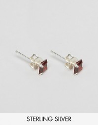 Серебряные серьги-гвоздики с красным камнем Reclaimed Vintage - Красный