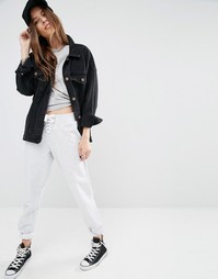 Джоггеры на шнуровке спереди Noisy May - Белый