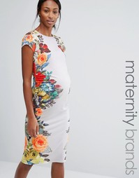 Облегающее платье с цветочным принтом и короткими рукавами Bluebelle Maternity - Мульти