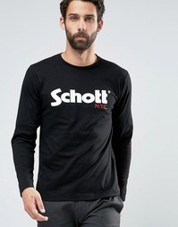 Лонгслив с крупным логотипом Schott - Черный