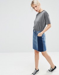 Состаренная джинсовая мини‑юбка ASOS - Синий