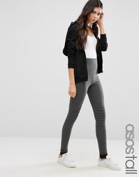 Зауженные брюки с отделкой в байкерском стиле на коленях ASOS TALL - Серый