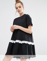 Платье-свитшот с оборками по краю Reclaimed Vintage - Черный