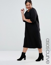 Хлопковое платье-футболка миди ASOS CURVE - Черный