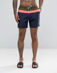 Шорты для плавания средней длины с полосками Scotch and Soda - Темно-синий