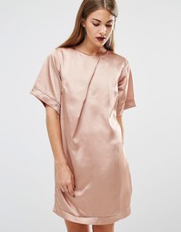 Атласное цельнокройное платье Boohoo - Золотой