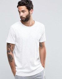 Меланжевая трикотажная футболка с необработанным краем Only & Sons - Белый