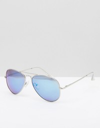 Серебристые очки‑авиаторы с голубыми стеклами Abercrombie &amp; Fitch - Синий