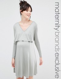 Короткое платье для беременных и кормящих мам Bluebelle Maternity - Зеленый