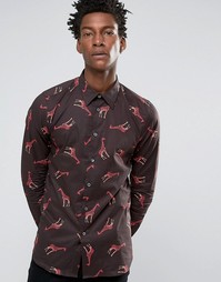 Черная строгая рубашка слим со сплошным принтом жирафов Paul Smith - Черный